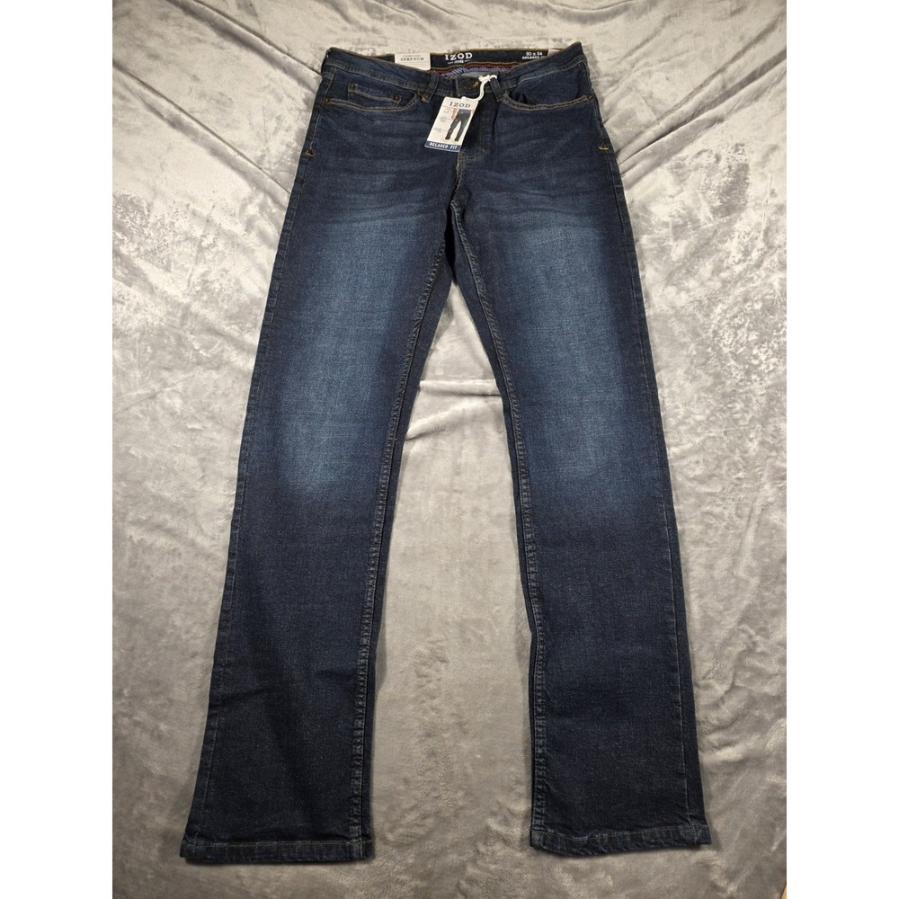 NWT IZOD Denim‎ Jeans Relaxed Fit Dark Blue 30x34 (Actual Measurement 32x34)
